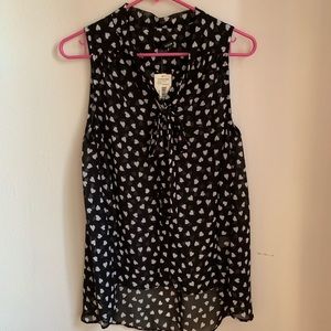 NWT Aqua hearts sheer top w/front ties